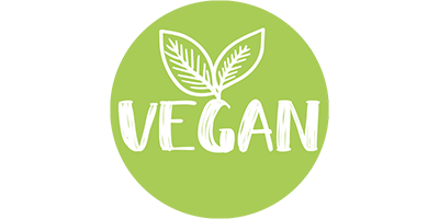 Grüner Kreis mit weißer Schrift mit dem Wort vegan